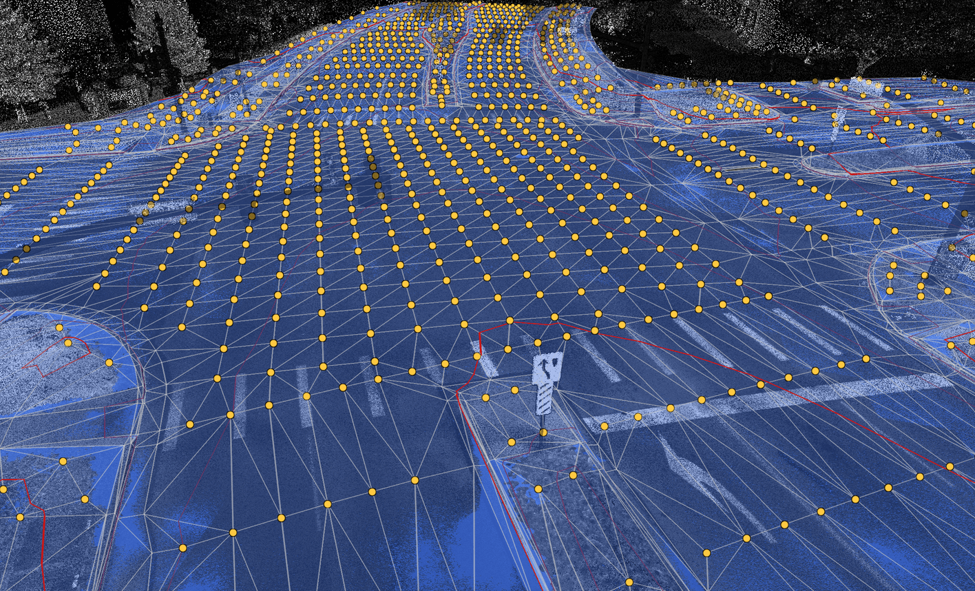 TIN surface, breaklines and linework extracted in Digital Surveyor