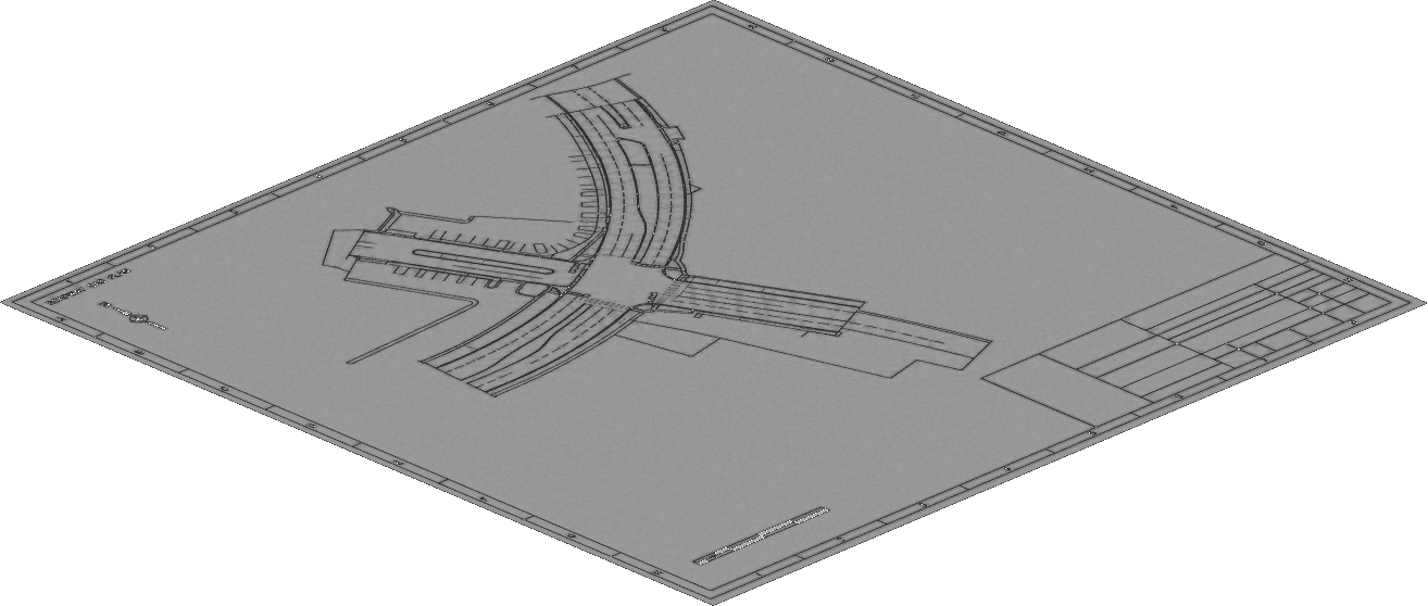 Finished CAD plan sheet of the intersection with a title block, ready to export